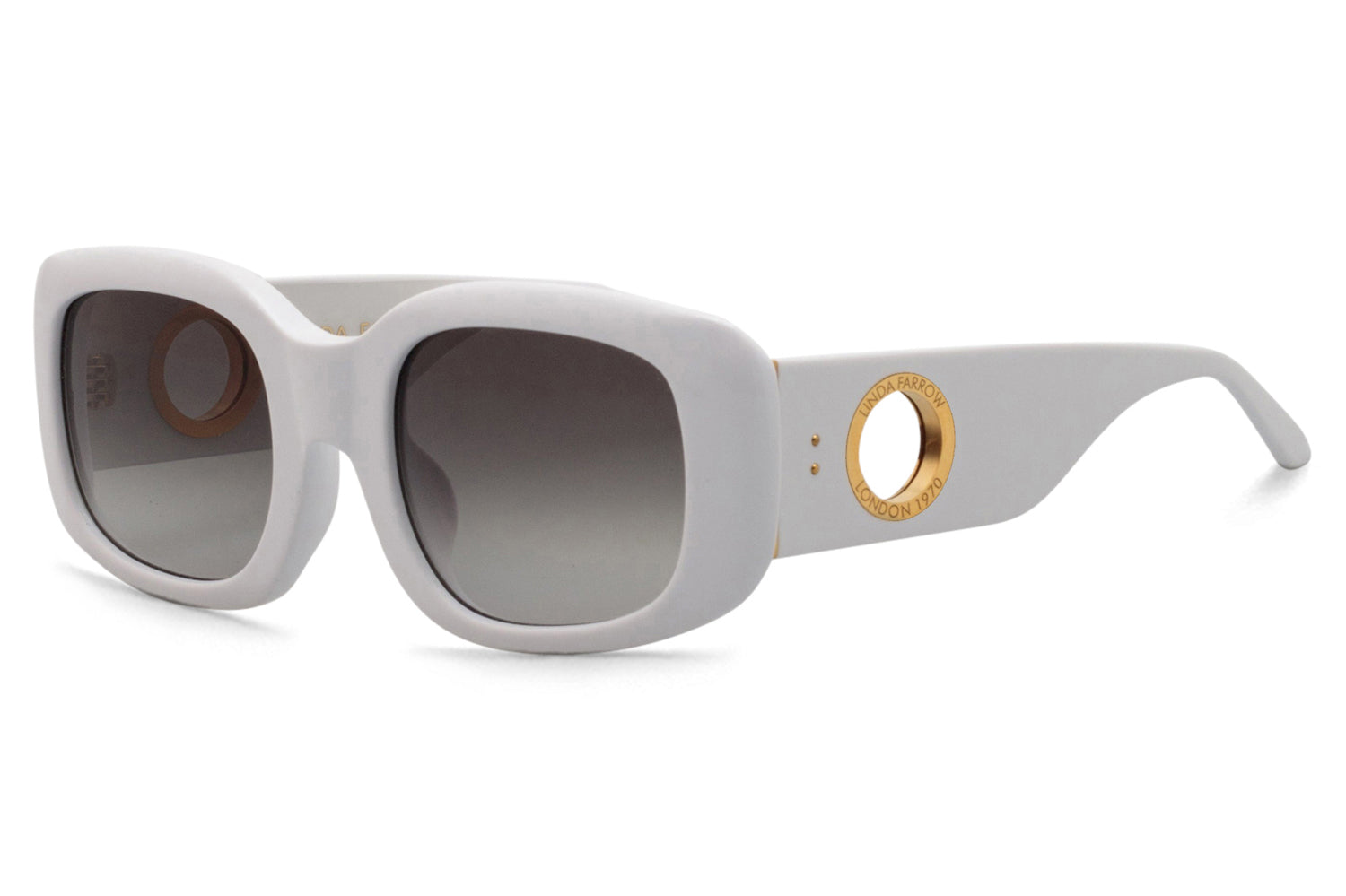 Linda Farrow 856 C7 Oversized Cat Eye Sunglasses Silver And Blue Titanium Frame Linda Farrow Sunglasses for Women without Vintage for sale  main image 3