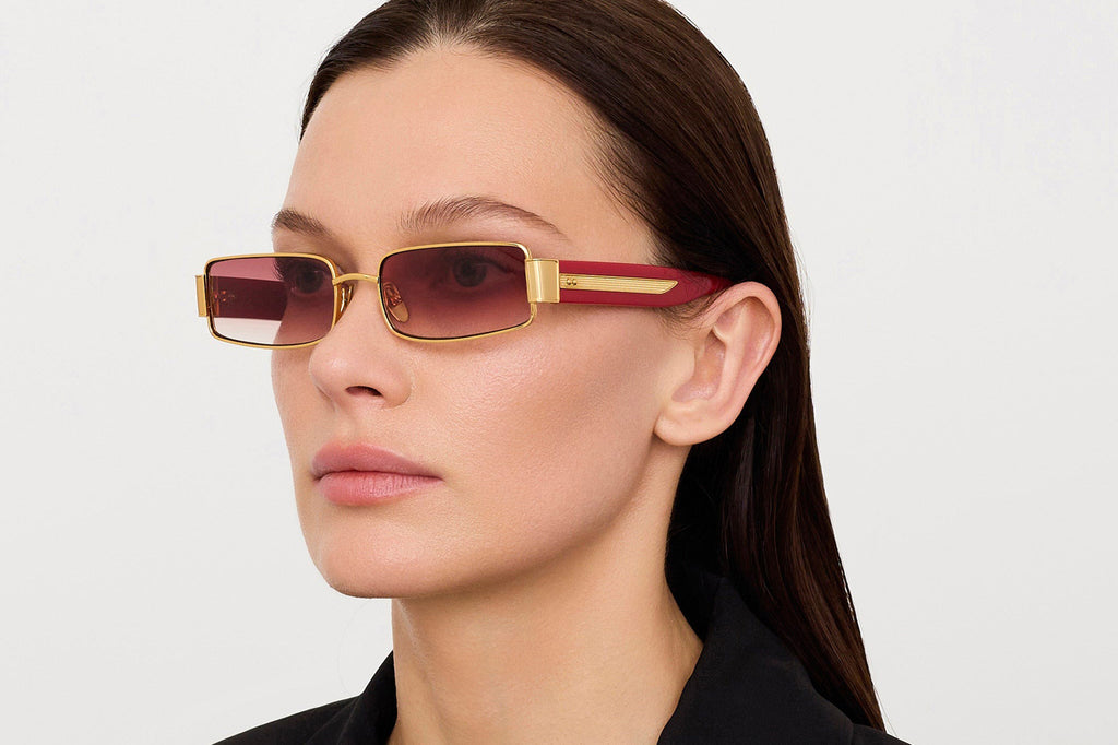 Linda Farrow - Kaia Sunglasses Yellow Gold/Red (C3)