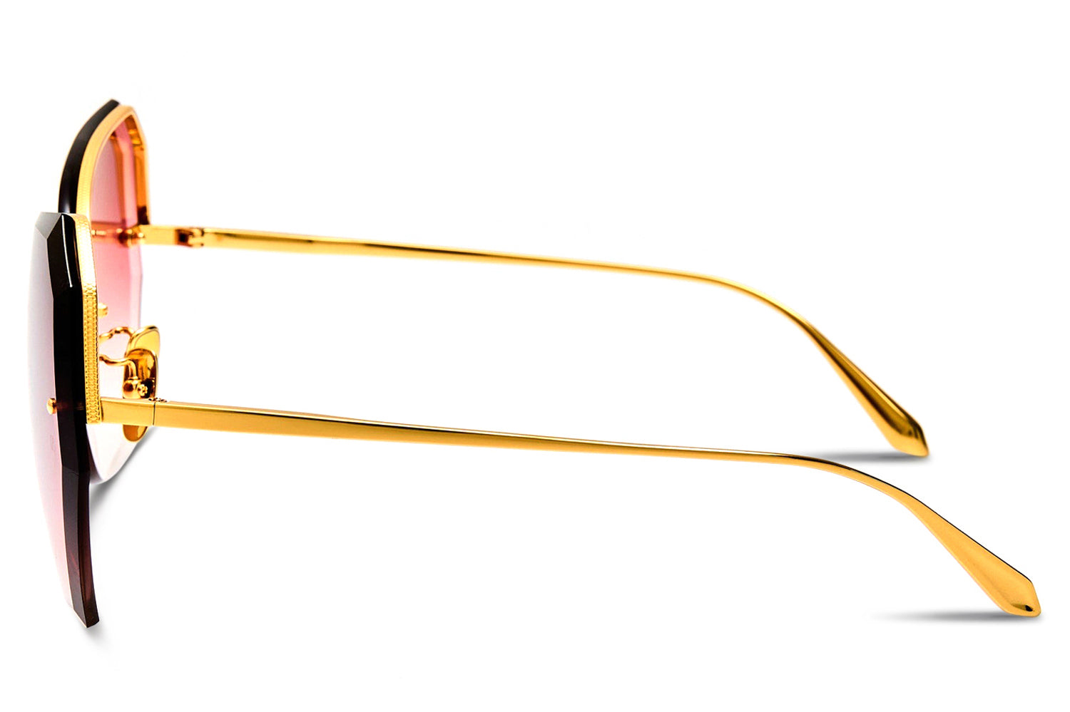 Linda Farrow Gold Frame Sunglasses with Purple Gradient Lenses Linda Farrow - Lila Sunglasses | Specs Collective main image 2