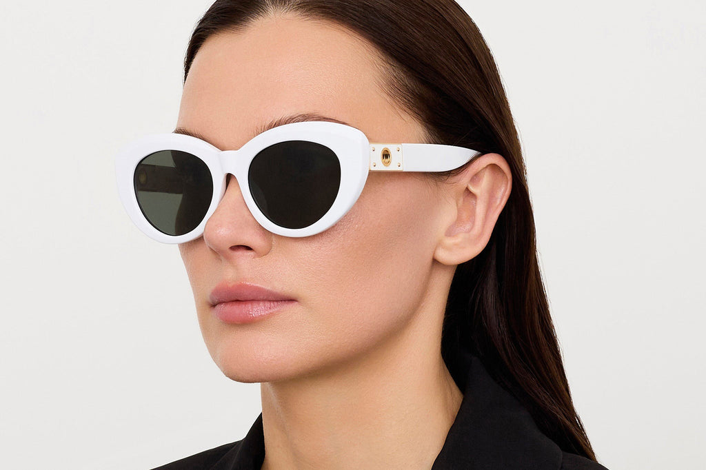 Linda Farrow - Anna Sunglasses White/Yellow Gold (C2)