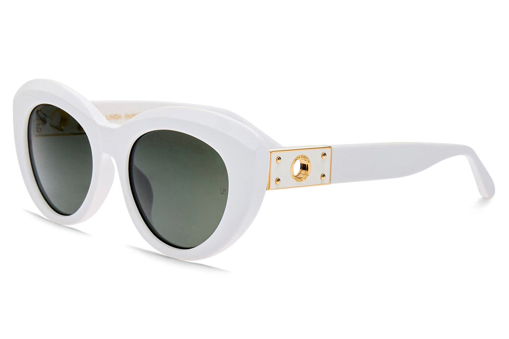 Linda Farrow - Anna Sunglasses White/Yellow Gold (C2)