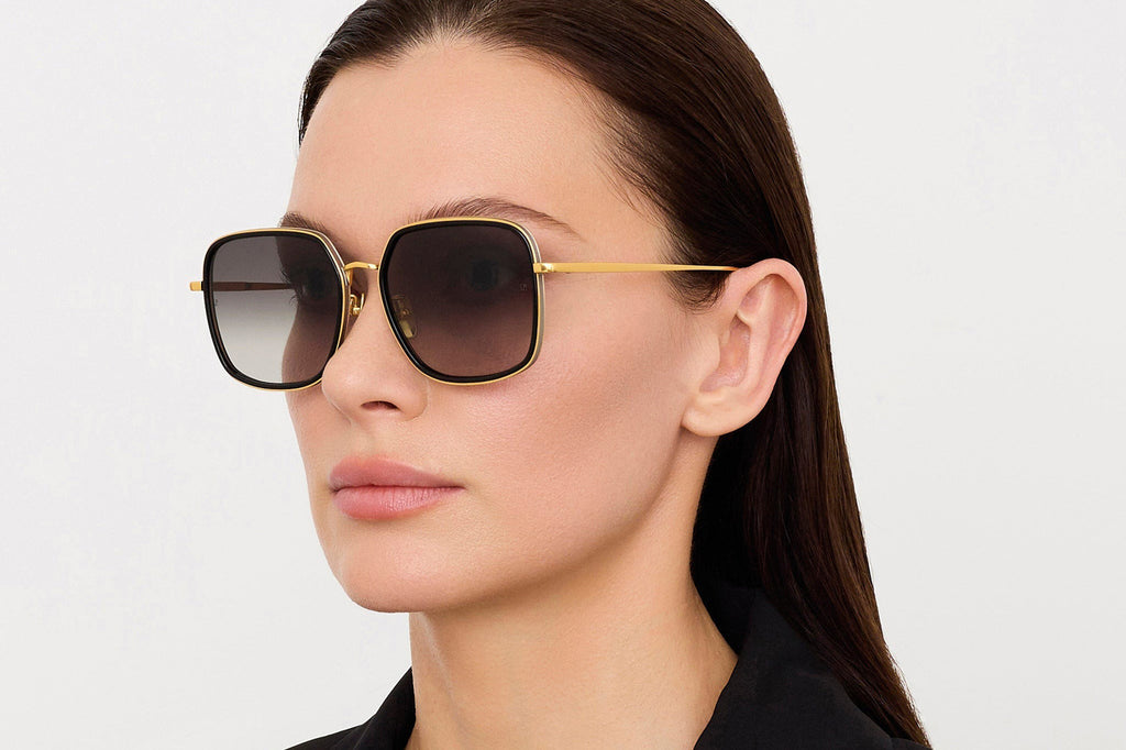 Linda Farrow - Alicia Sunglasses Black/Yellow Gold (C4)