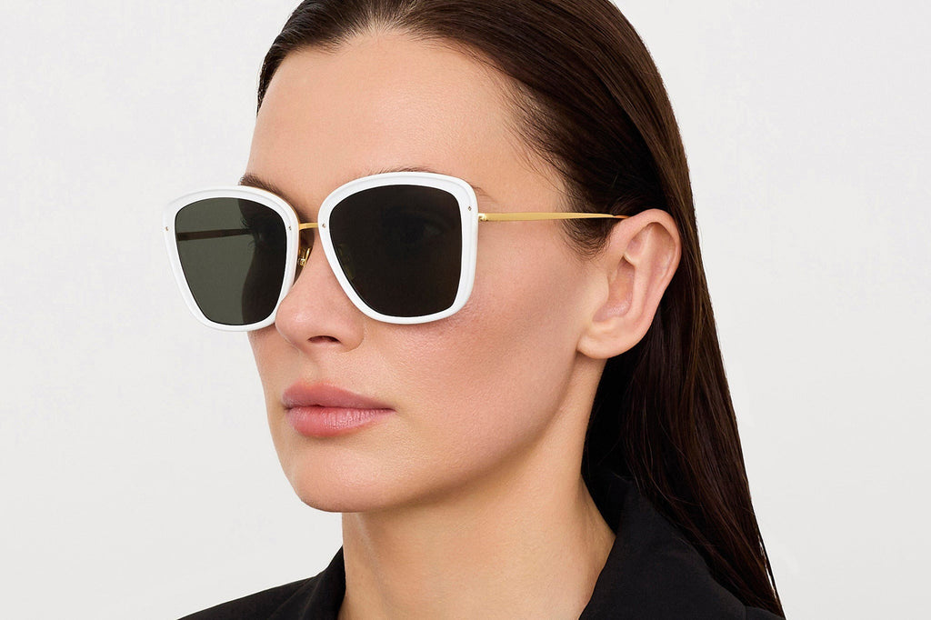 Linda Farrow - Anais Sunglasses White/Yellow Gold (C2)
