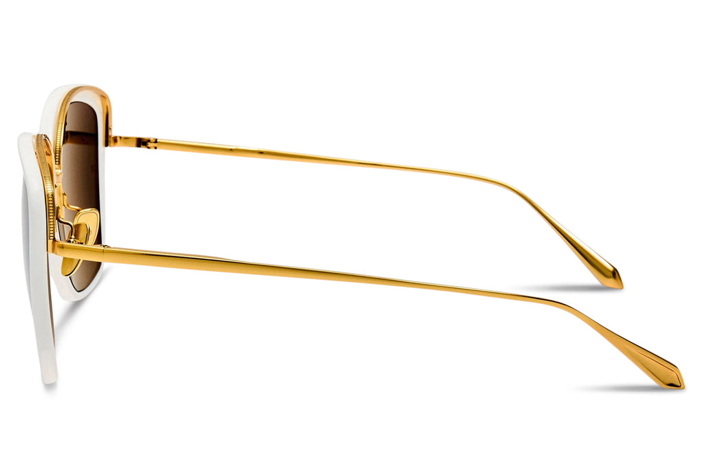 Linda Farrow - Anais Sunglasses White/Yellow Gold (C2)
