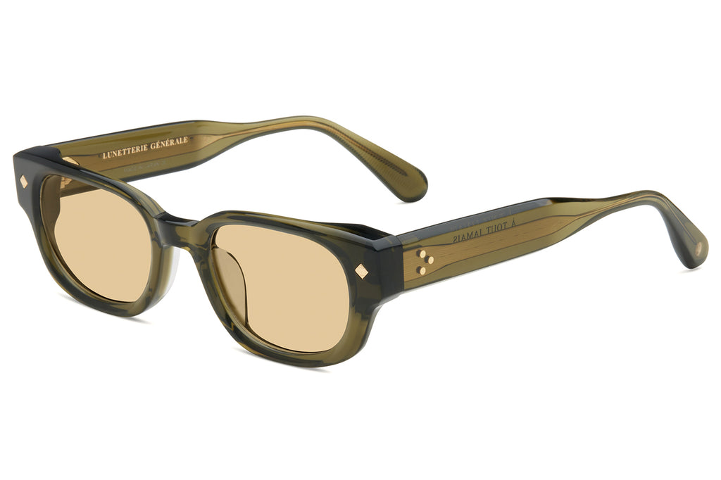 Lunetterie Générale - À Tout Jamais Sunglasses Military Green & 18k Gold with Solid Bronze Lenses