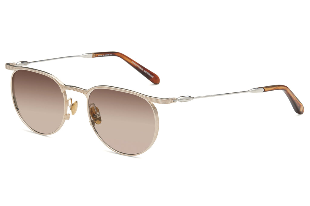 Lunetterie Générale -Doux Déjà Vu Sunglasses White Gold & Palladium with Gradient Brown Lenses