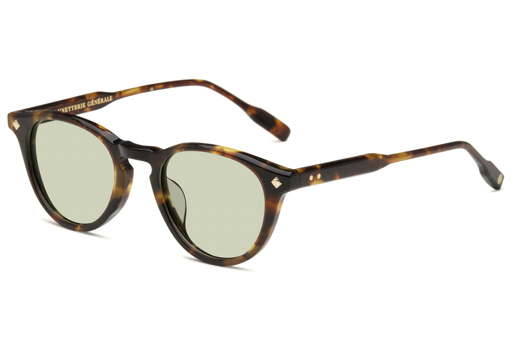 Lunetterie Générale - Dolce Vita Sunglasses Medium Tortoise & 14k Gold with Solid Green G13 Lenses