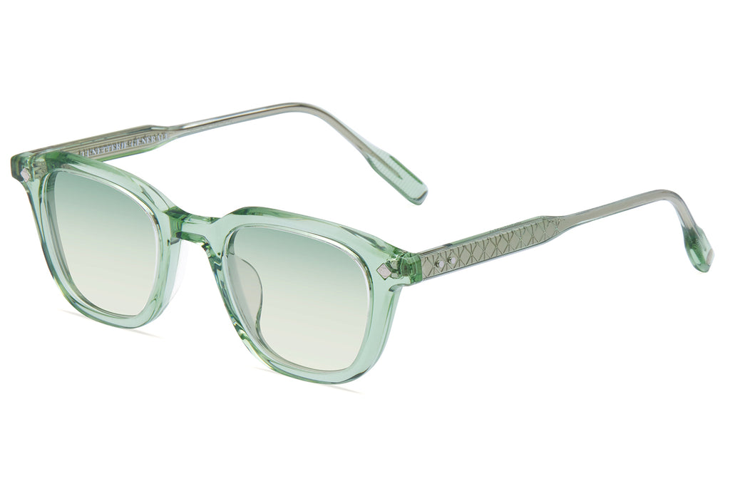 Lunetterie Générale - Enigma Sunglasses Emerald Crystal & Palladium with Gradient Blue Green Lenses