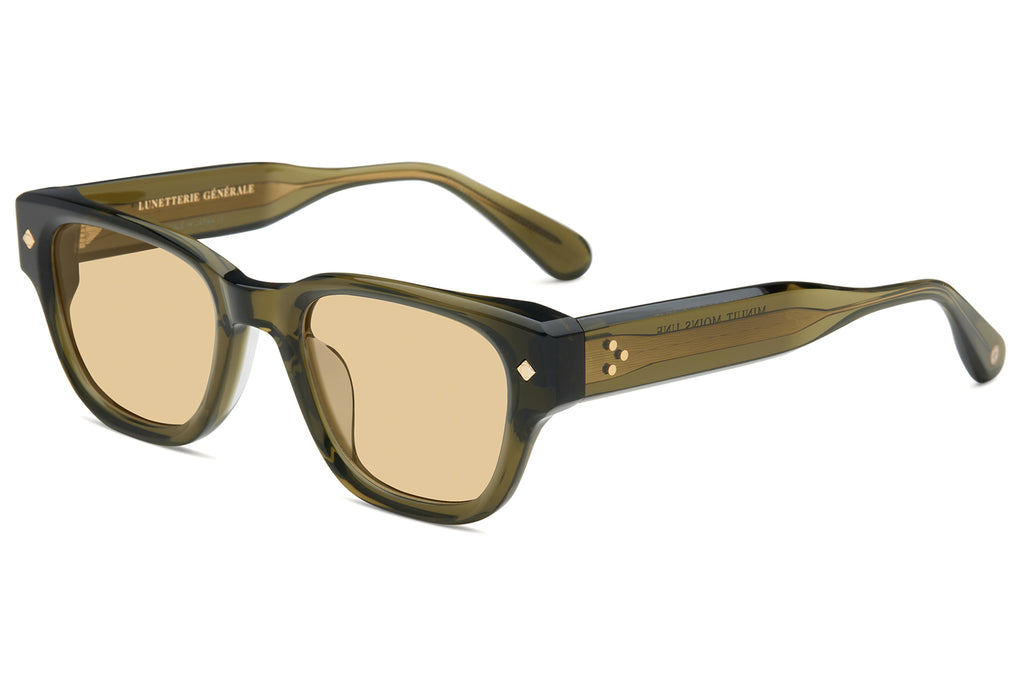 Lunetterie Générale - Minuit Moins Une Sunglasses Military Green & 18k Gold with Solid Bronze Lenses