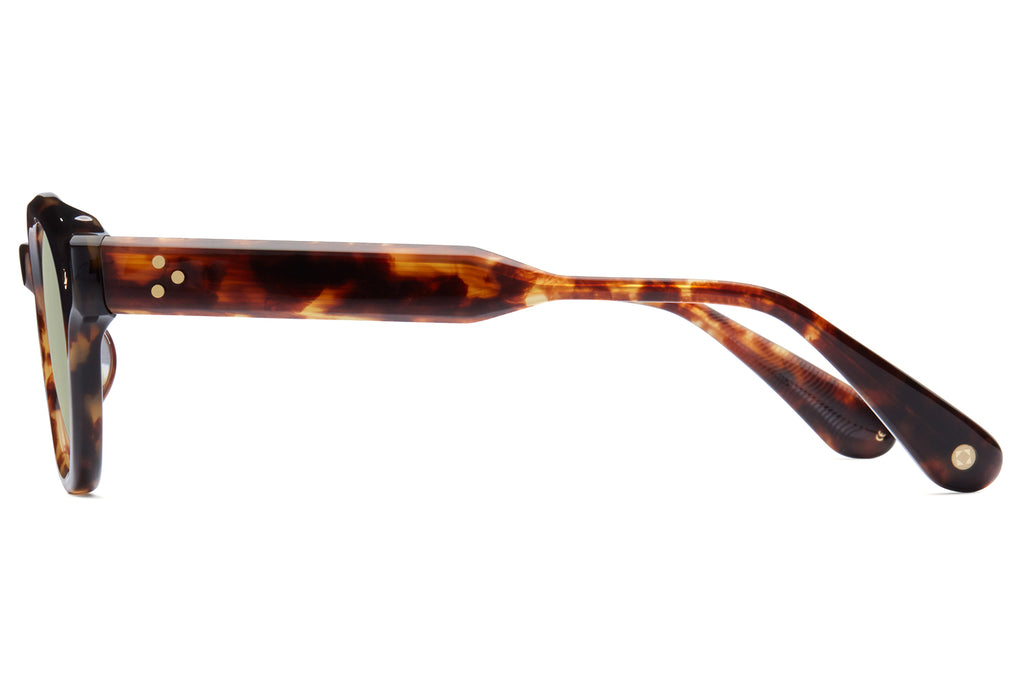 Lunetterie Générale - The Gift Of Mortality Sunglasses Medium Tortoise & 24k Gold with Solid Green