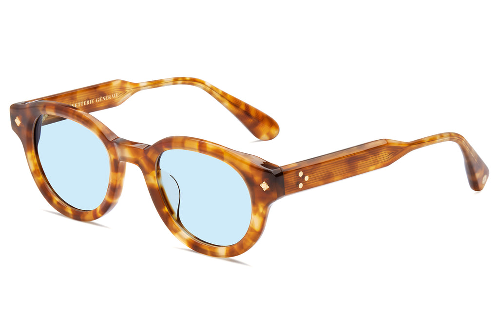 Lunetterie Générale - The Gift Of Mortality Sunglasses Light Tortoise & 24k Gold with Solid Blue