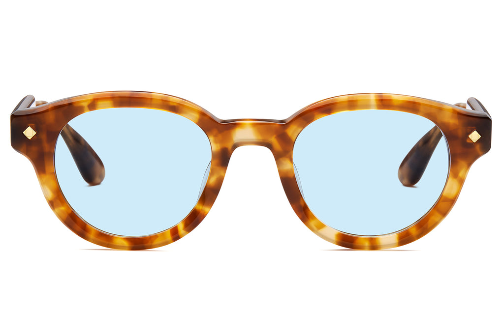 Lunetterie Générale - The Gift Of Mortality Sunglasses Light Tortoise & 24k Gold with Solid Blue
