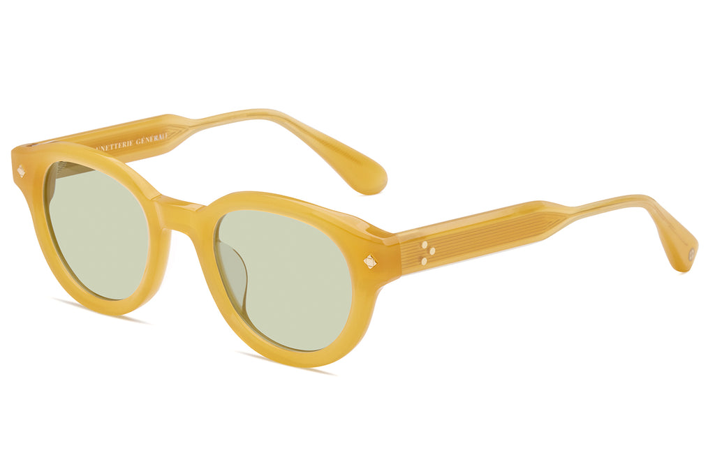 Lunetterie Générale - The Gift Of Mortality Sunglasses Honey Crystal & 18k Gold with Solid Green G13