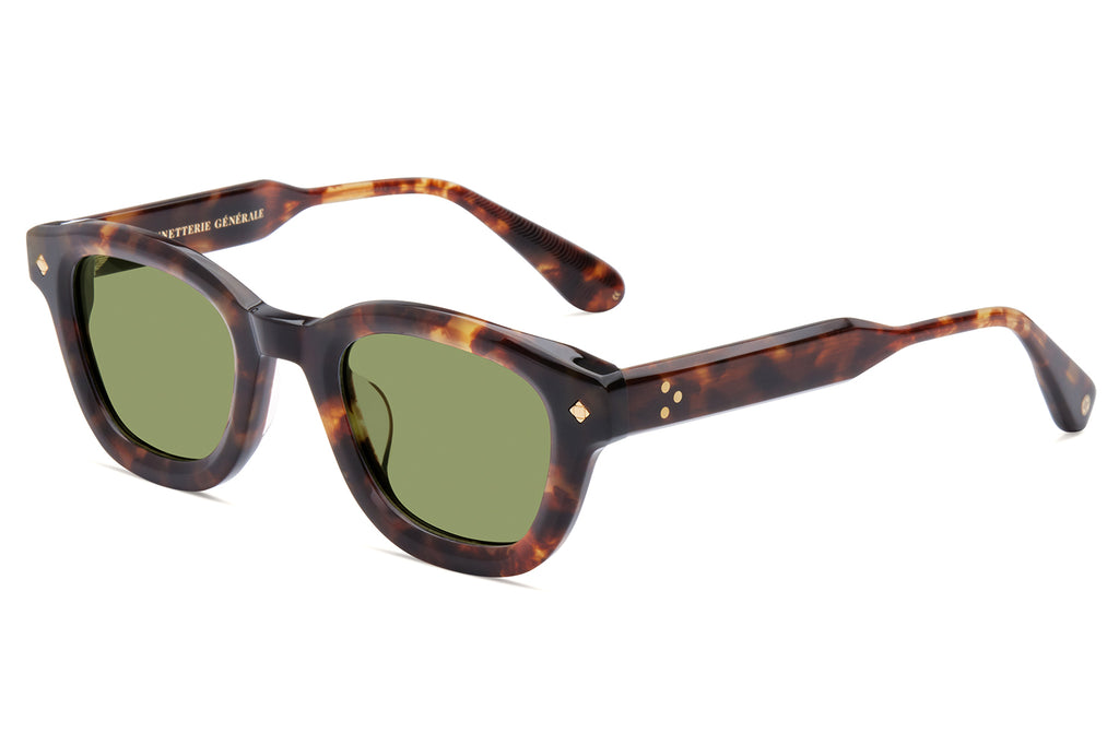 Lunetterie Générale - The Last Idyll Sunglasses Medium Tortoise & 24k Gold with Solid Green G15 Lens