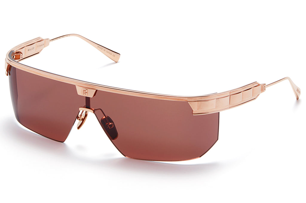 Balmain® Eyewear - Major Sunglasses Rose Gold with Dark Brown - Black Flash Mirror Lenses