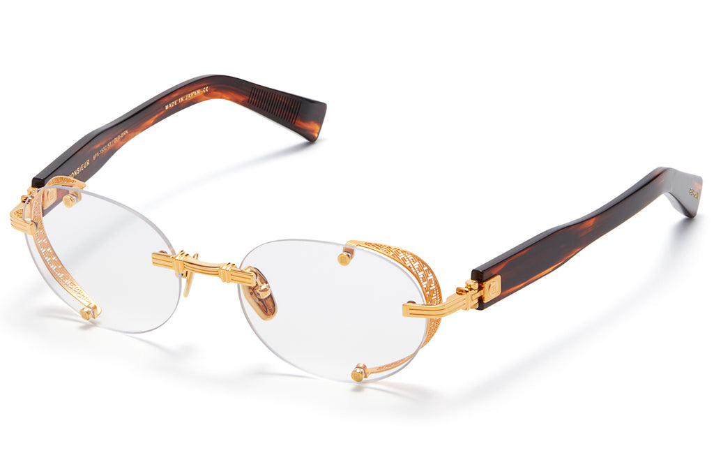 Balmain® Eyewear - Monsieur Eyeglasses Yellow Gold & Medium Brown Swirl