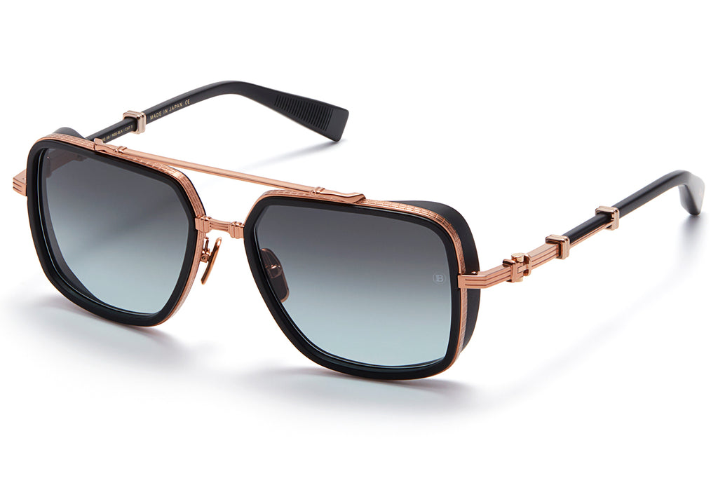 Balmain® Eyewear - Officier Sunglasses Rose Gold & Matte Black with Dark Grey Gradient Lenses