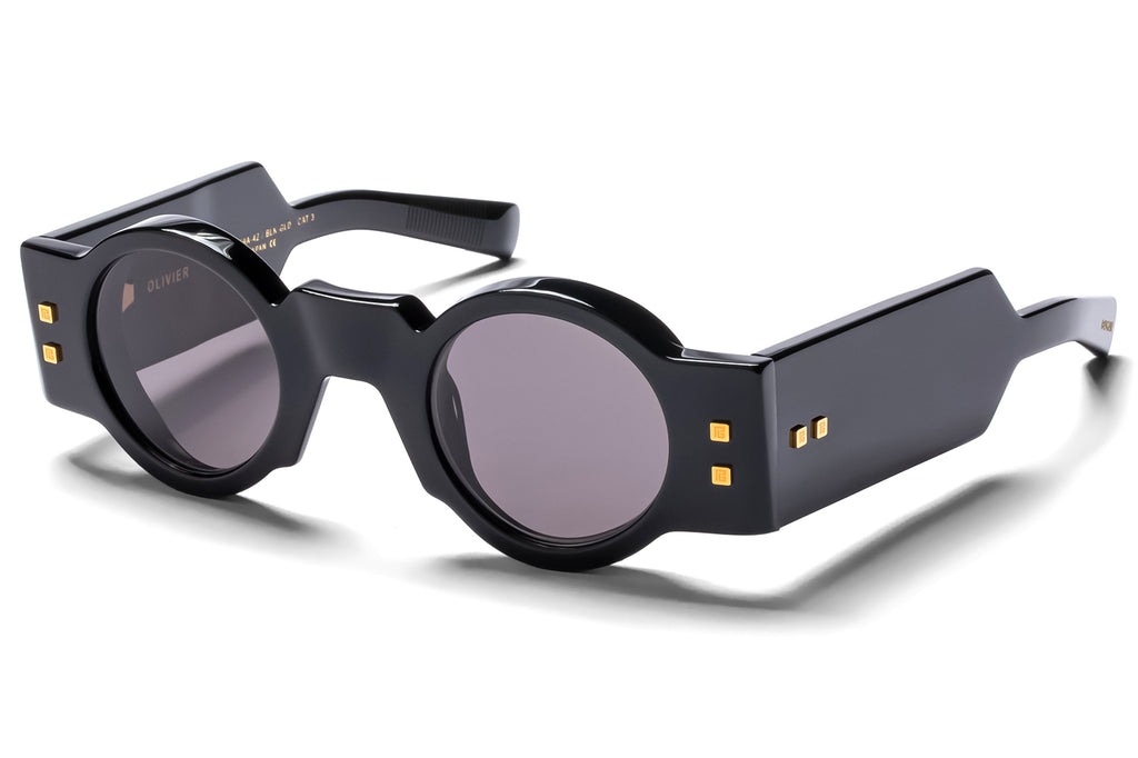 Balmain® Eyewear - Olivier Sunglasses Black & Gold with Dark Grey Lenses