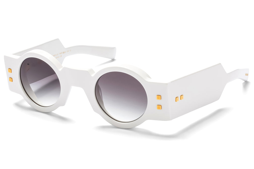 Balmain® Eyewear - Olivier Sunglasses White & Gold with Dark Grey to Clear Lenses