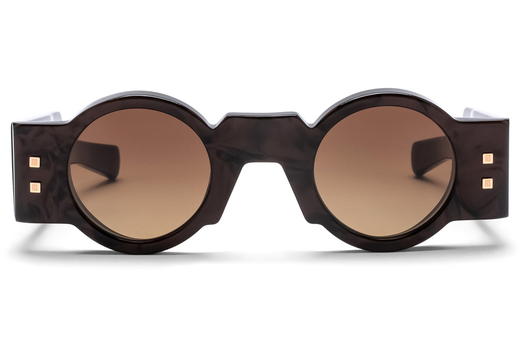 Balmain® Eyewear - Olivier Sunglasses Leather Brown & White Gold with Brown Gradient Lenses
