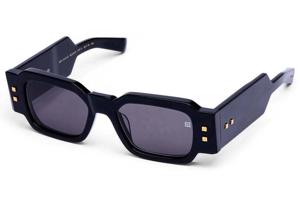 Balmain® Eyewear - Olivier III Sunglasses Black & 18k Gold with Dark Grey Lenses