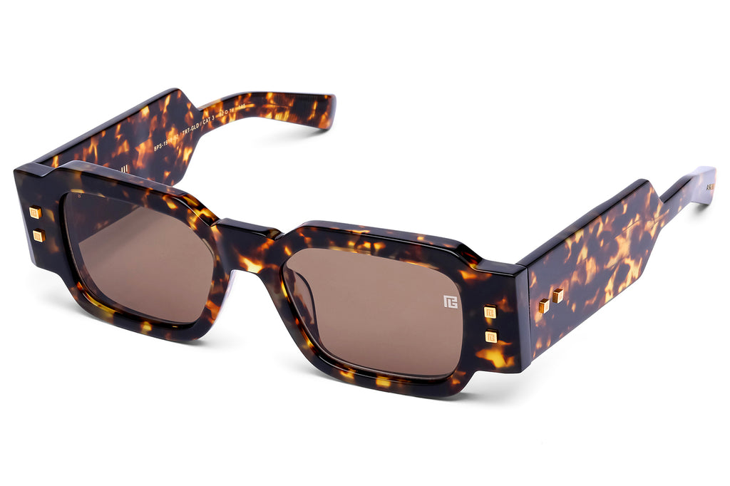 Balmain® Eyewear - Olivier III Sunglasses Spotted Havana & 18k Gold with Brown Lenses