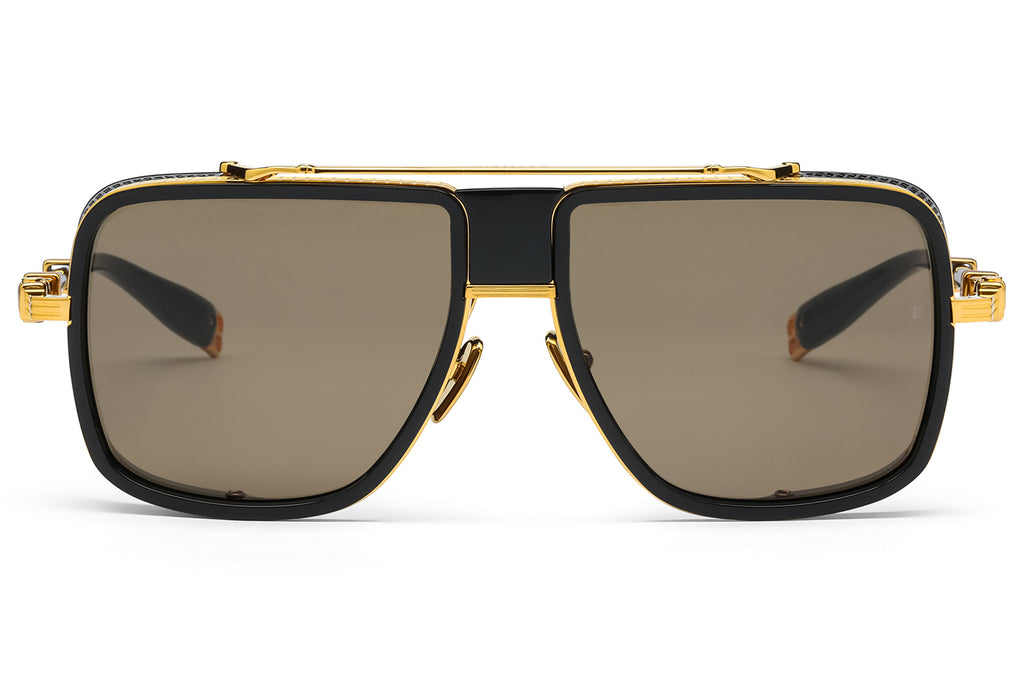 Balmain® Eyewear - O.R. Sunglasses 18k Gold & Shiny Black with Dark Brown Lenses