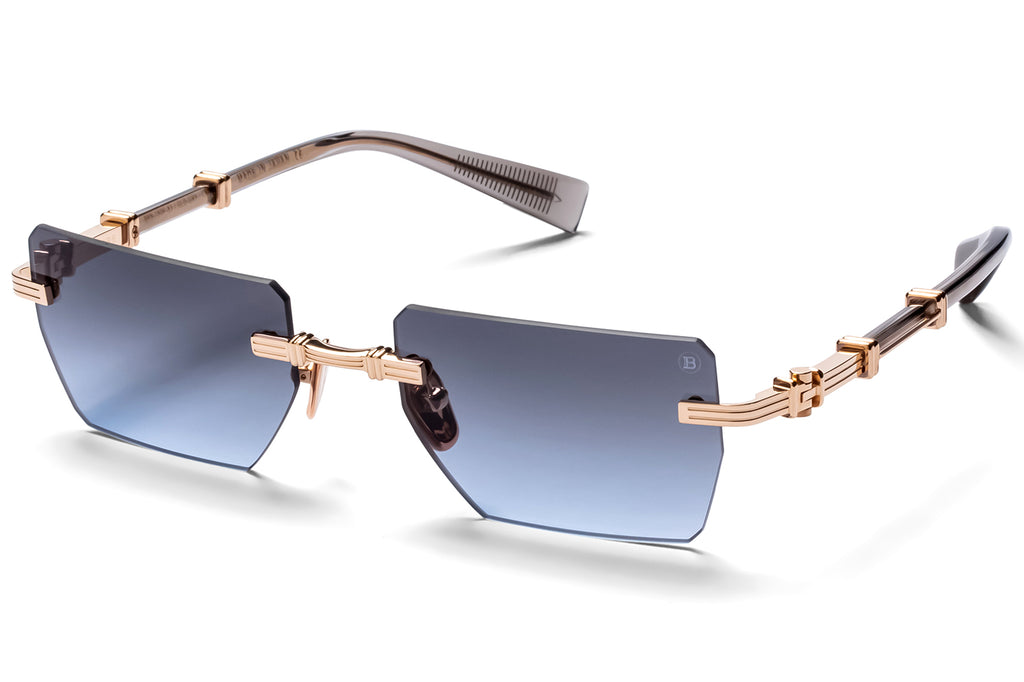 Balmain® Eyewear - Pierre Sunglasses White Gold & Crystal Grey with Dark Grey to Blue Lenses