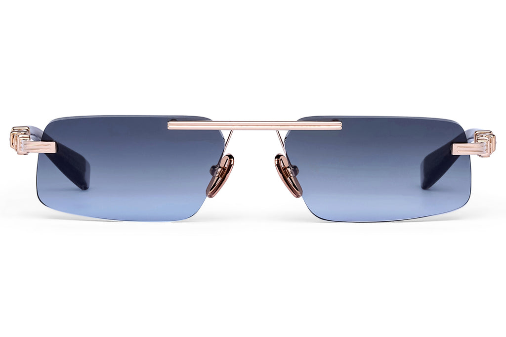 Balmain® Eyewear - Pierre II Sunglasses 12k Gold & Crystal Grey with Dark Grey to Blue Lenses