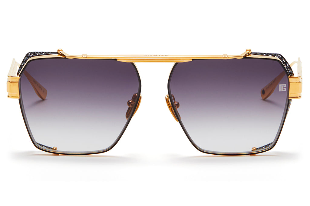 Balmain® Eyewear - Premier Sunglasses Yellow Gold & Black Enamel with Dark Grey Gradient Lenses