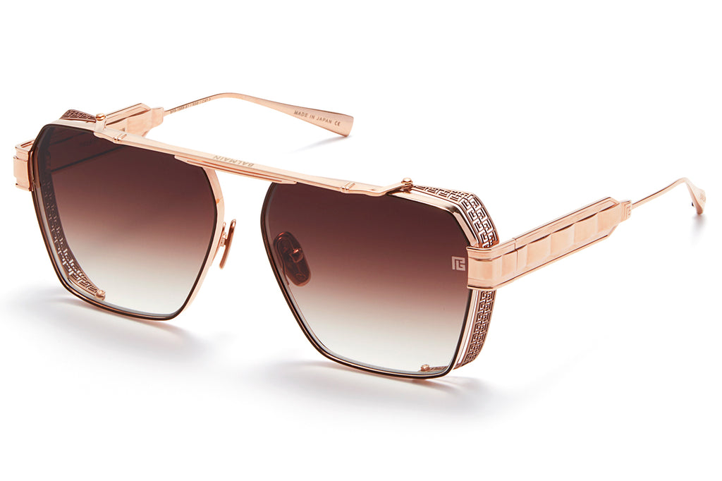 Balmain® Eyewear - Premier Sunglasses Rose Gold & Brown Enamel with Dark Chocolate Brown to Clear 