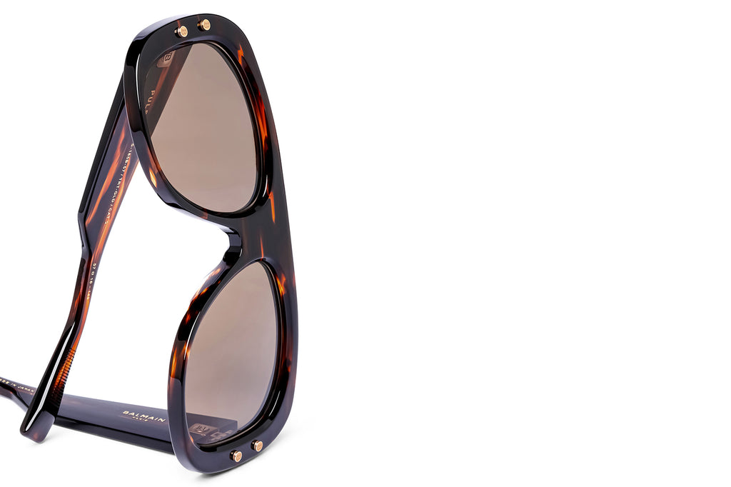 Balmain® Eyewear - Pulse Sunglasses Brown Swirl & 12k Gold with Dark Brown Lenses