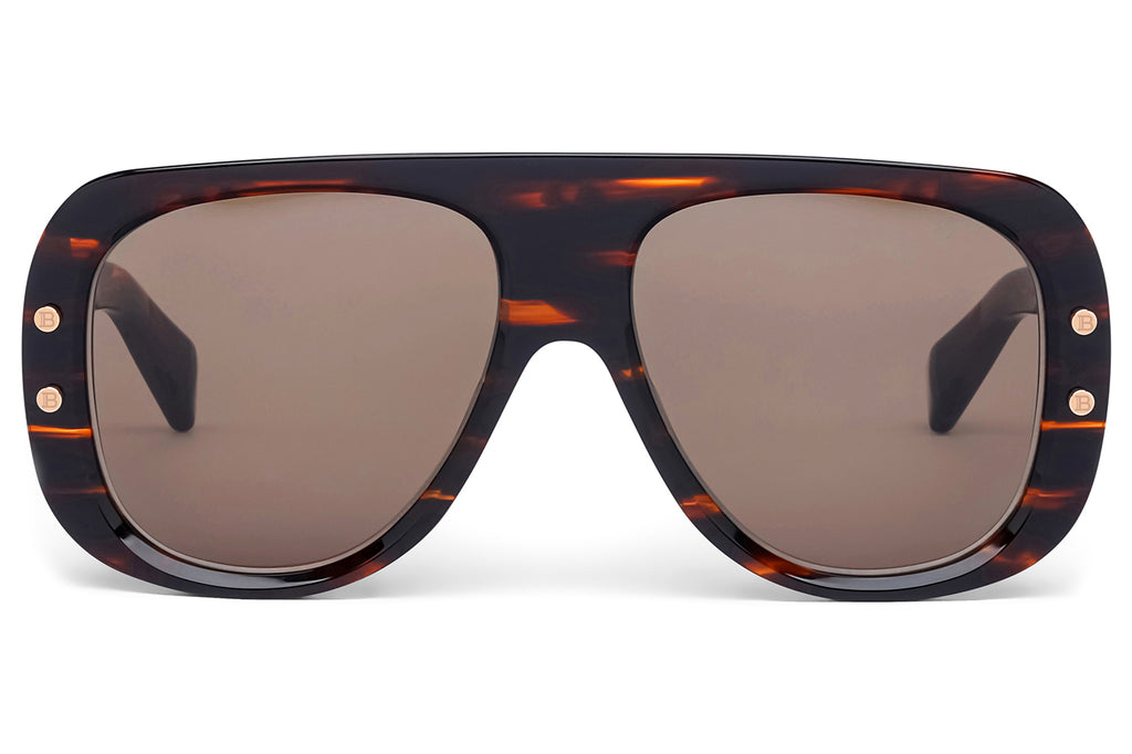 Balmain® Eyewear - Pulse Sunglasses Brown Swirl & 12k Gold with Dark Brown Lenses