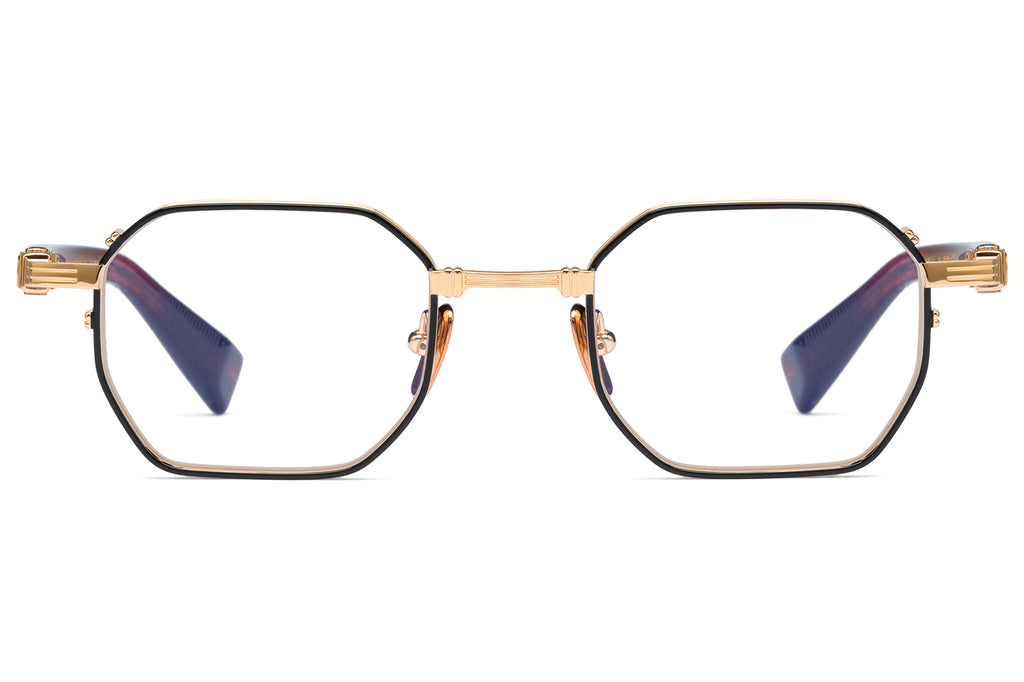 Balmain® Eyewear - Saint Jean II Eyeglasses 12k Gold w/Black Enamel & Brown Swirl