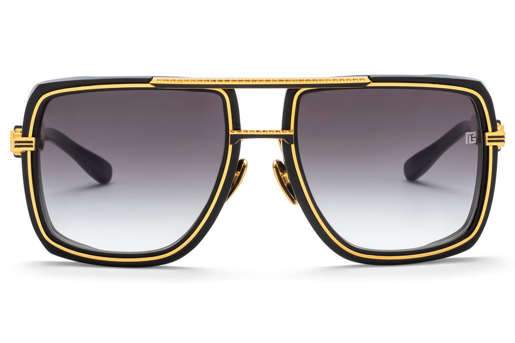 Balmain® Eyewear - Soldier Sunglasses Black & Gold with Dark Grey Gradient Lenses