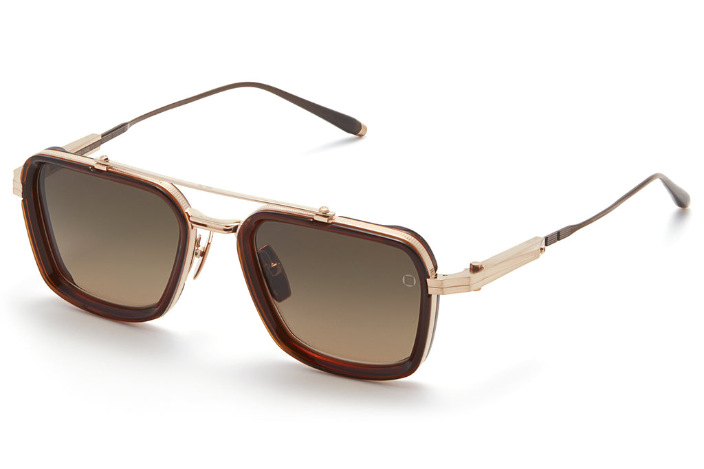 Akoni - Solis Sunglasses White Gold & Dark Brown Crystal with Dark Brown Gradient Lenses