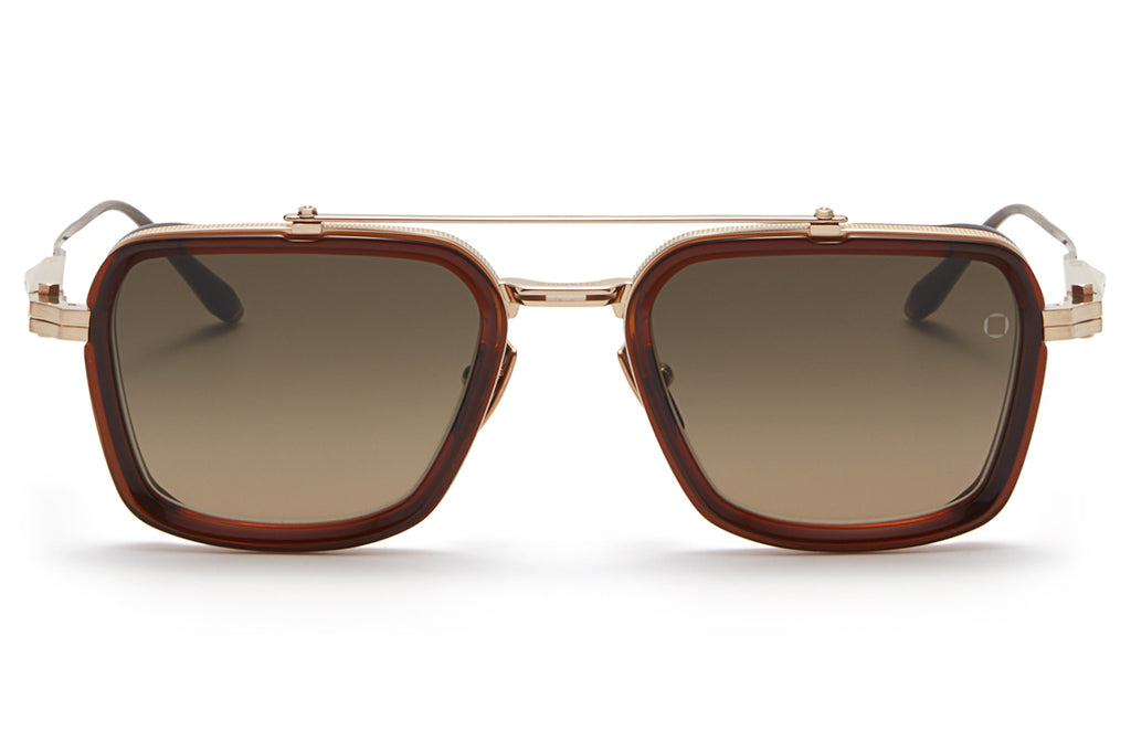 Akoni - Solis Sunglasses White Gold & Dark Brown Crystal with Dark Brown Gradient Lenses