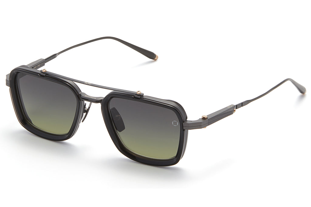 Akoni - Solis Sunglasses Black Iron & Black Crystal with Dark Grey to Dark Olive Lenses