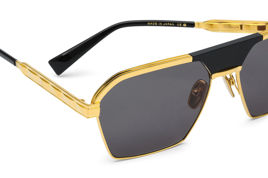 Balmain® Eyewear - Sergeant Sunglasses Black & 18k Gold with Dark Grey Lenses