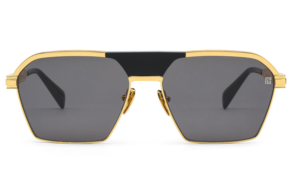 Balmain® Eyewear - Sergeant Sunglasses Black & 18k Gold with Dark Grey Lenses