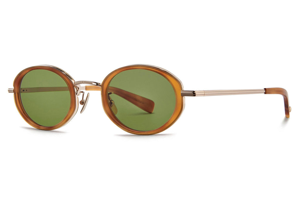 Garrett Leight - Alper Sunglasses Ember Tortoise-Gold with Green Lenses