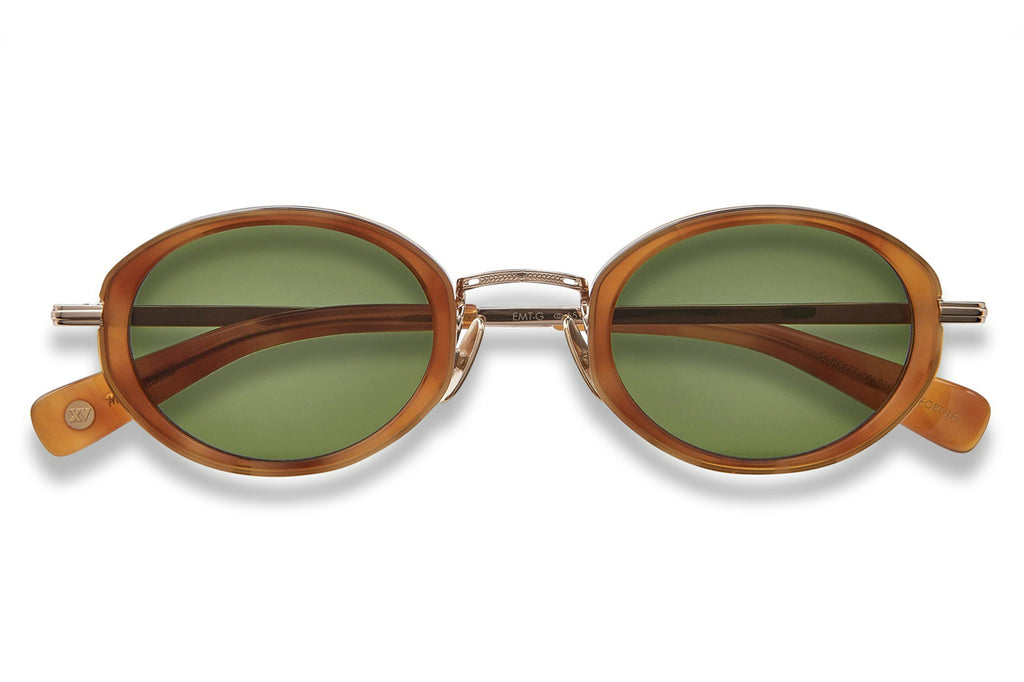 Garrett Leight - Alper Sunglasses Ember Tortoise-Gold with Green Lenses