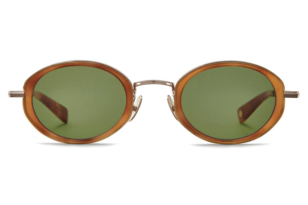 Garrett Leight - Alper Sunglasses Ember Tortoise-Gold with Green Lenses