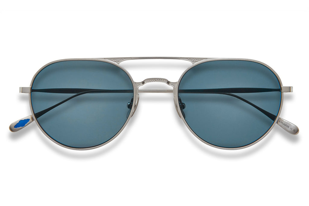 Brushed Brilliant Silver with Semi-Flat Pure Sapphire Lenses