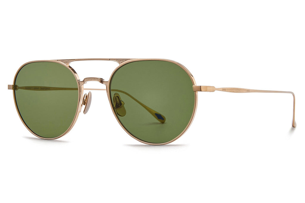 Garrett Leight - Benny J Sunglasses Brushed Radiant Gold with Semi-Flat Pure Green Lenses