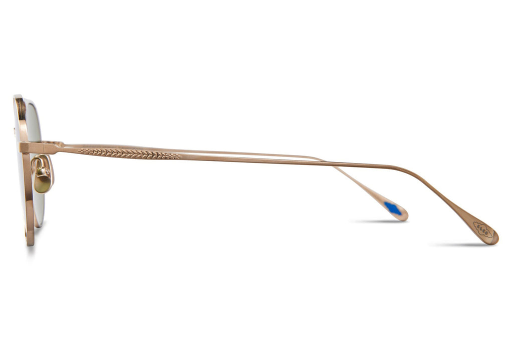Garrett Leight - Benny J Sunglasses Brushed Radiant Gold with Semi-Flat Pure Green Lenses
