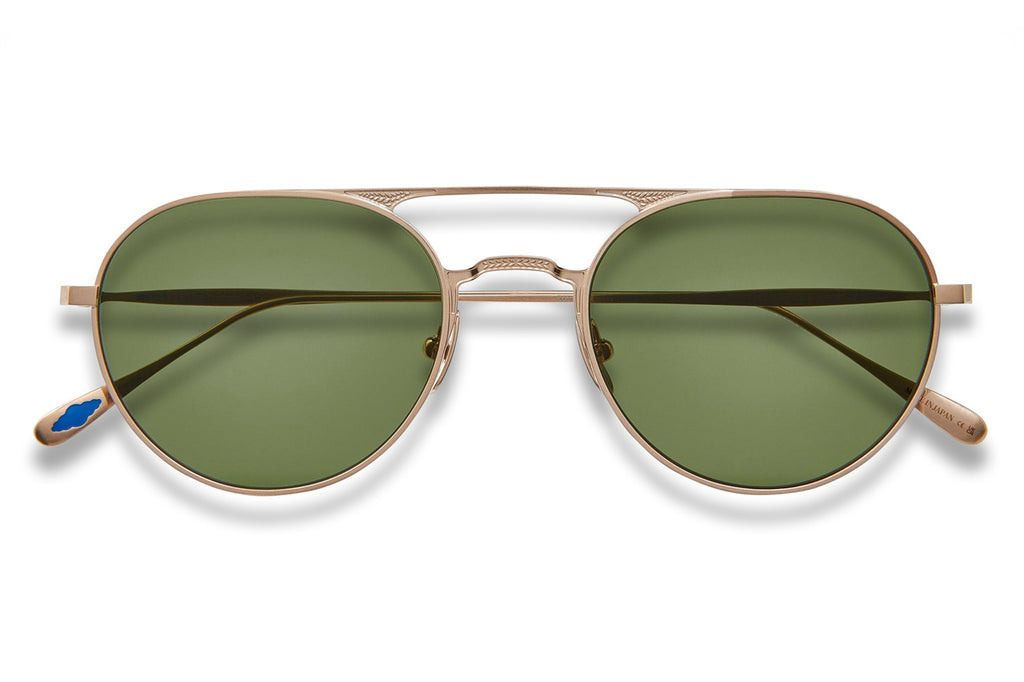 Garrett Leight - Benny J Sunglasses Brushed Radiant Gold with Semi-Flat Pure Green Lenses