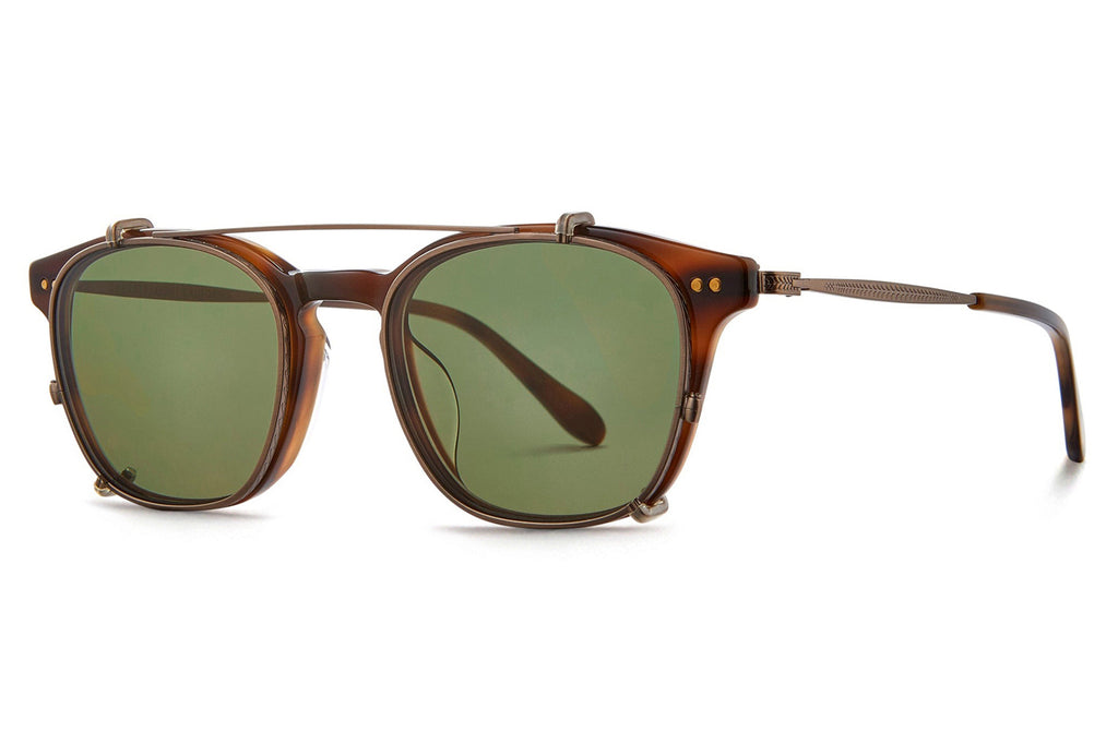 Garrett Leight - Clark J Clip Sunglasses Antique Gold with Green Lenses