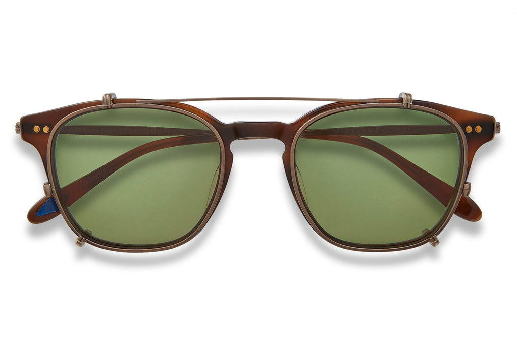 Garrett Leight - Clark J Clip Sunglasses Antique Gold with Green Lenses