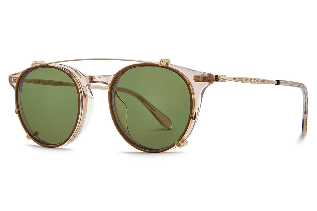 Garrett Leight - Clune J Clip Sunglasses Honey-Gold with Green Lenses